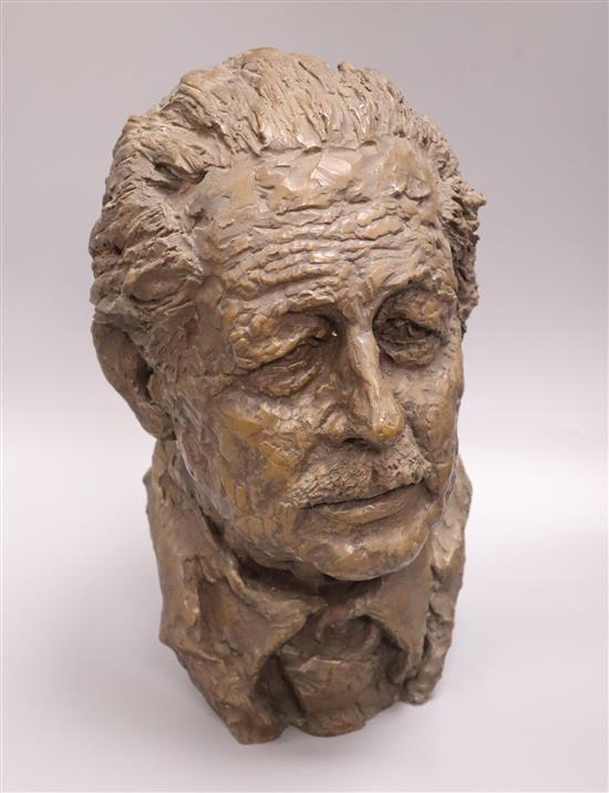 A resin bust of Harold Macmillan